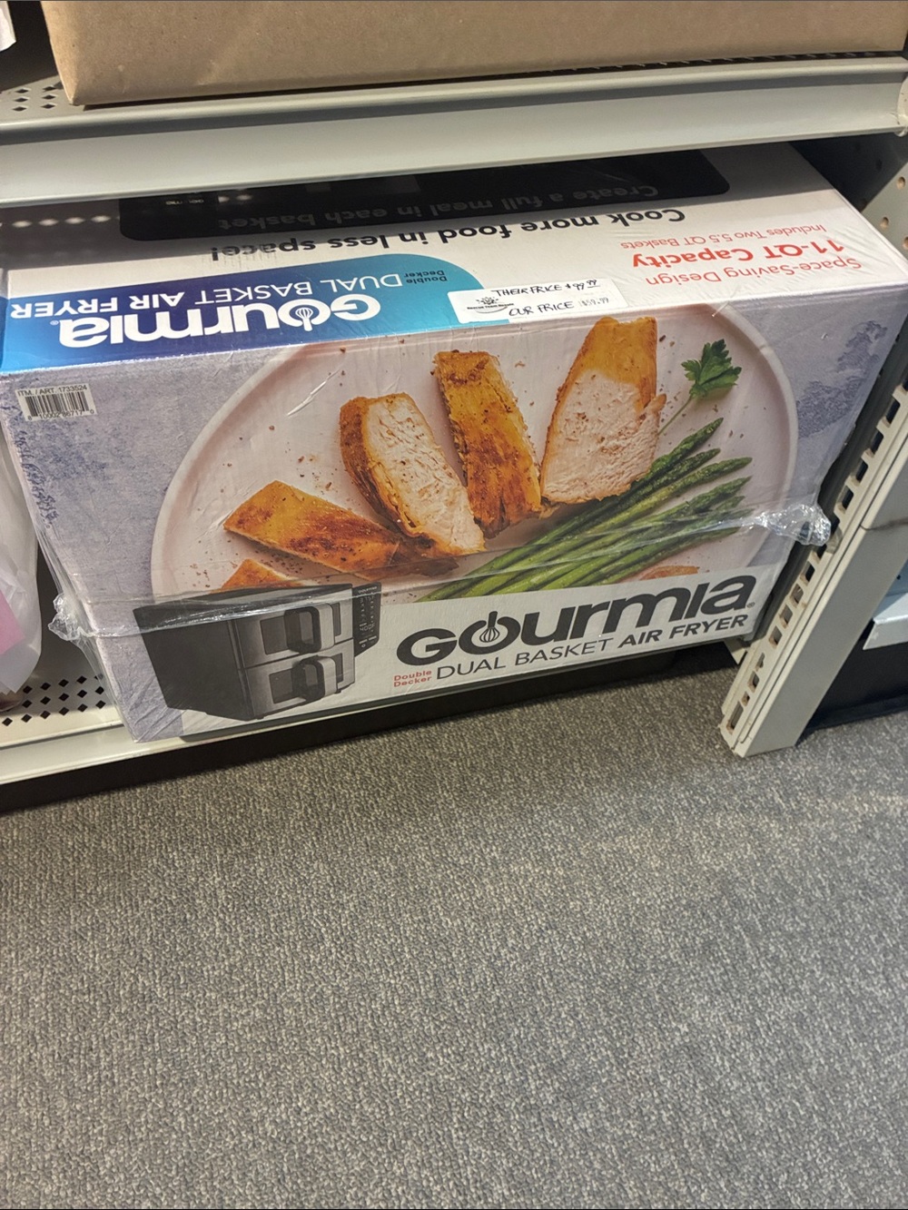 Gourmia Black Dual Basket Air Fryer - Twin-Compartment Cooking